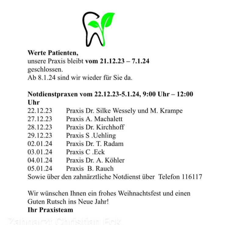 Guten Rutsch ins Jahr 2024 ! Zahnarztpraxis Dr. med. dent. Cornelia